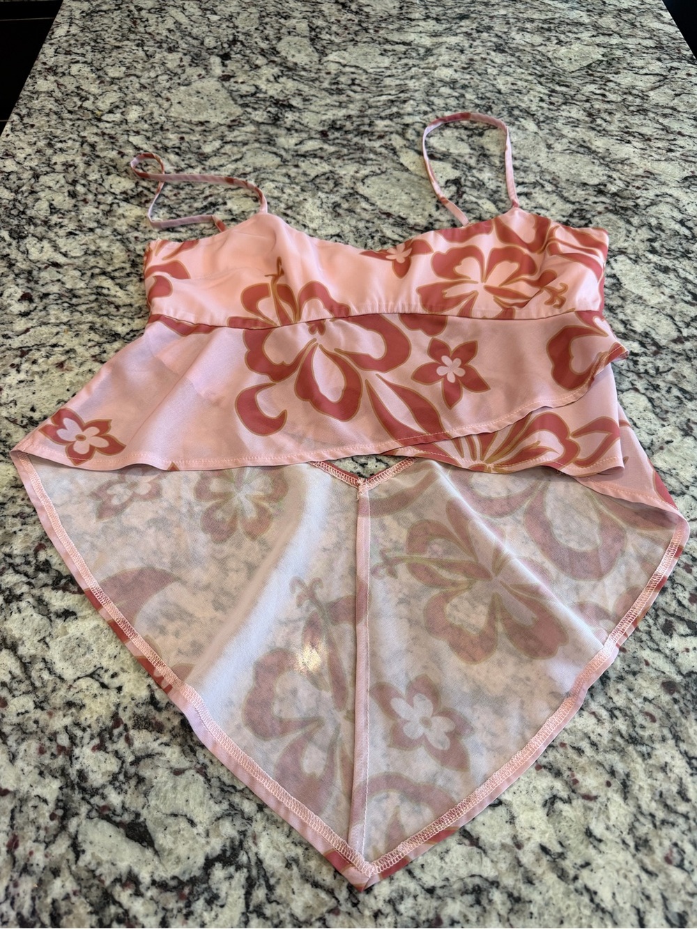 Tiger mist Pink Floral Mesh Layered Cami Top large